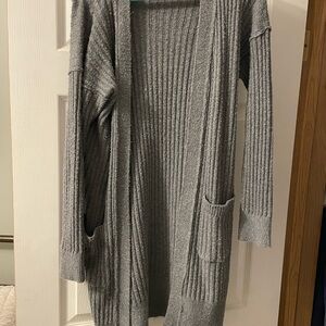 Pink Rose Gray Duster Cardigan Size Medium